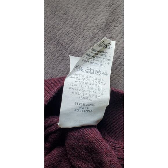 J.Crew Sweater Men's Sz LT Burgundy V-Neck Cotton Cashmere Long Sleeve Pullover - Picture 8 of 10